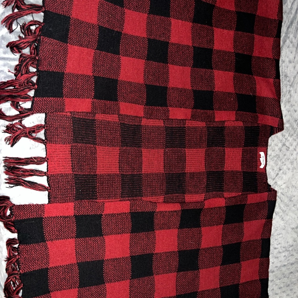 BB Dakota Red and Black Plaid Knit Scarf